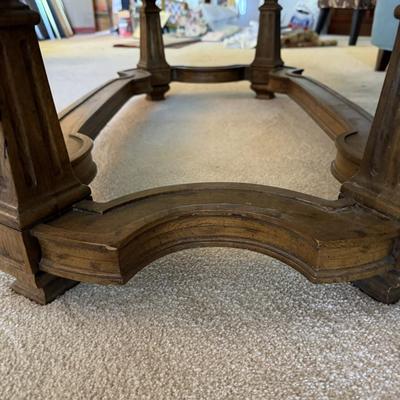 Vintage Glass Top Coffee Table with Double "X" Stretcher Base