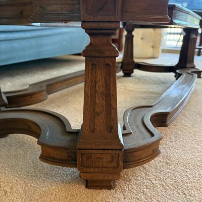 Vintage Glass Top Coffee Table with Double "X" Stretcher Base