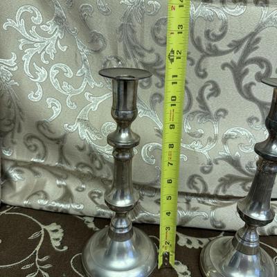Vintage Style Pewter Candlestick Holders Set of 2 European Design