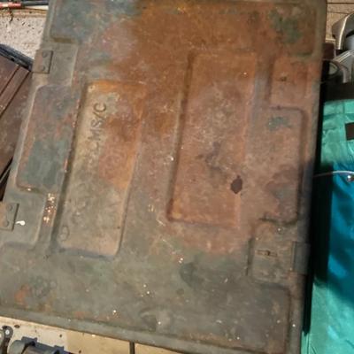 Green metal bin