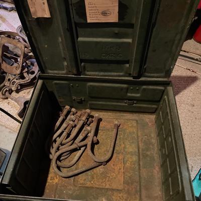 Green metal bin