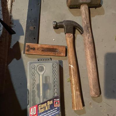 Hammer, mallet, glove box tool kit