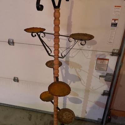 Wood and metal plant stand