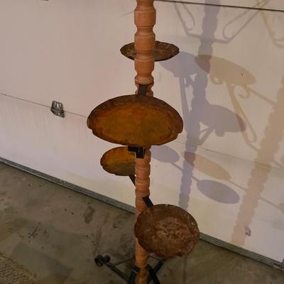 Wood and metal plant stand