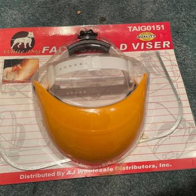 White dog Face shield viser