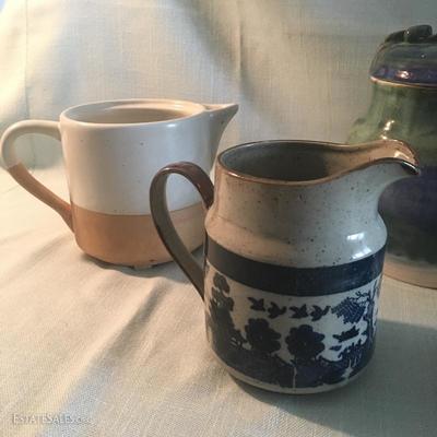 LOT 10 -  Ceramic lamp, dish and pitchers