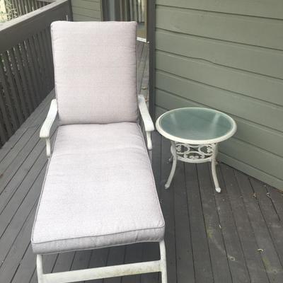 LOT 1 - Patio Table, Chairs, Lounger, side table and Umbrella