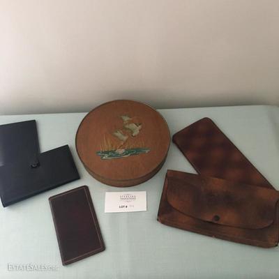 LOT 44 -Leather Goods and Wood Tin Box  