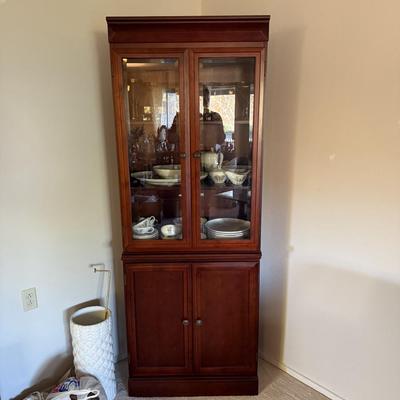 Bombay Wood Display Cabinet with Glass Doors & Storage Brown 75"