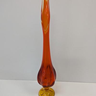 Vintage Viking Amber To Red Swung Vase 22" Tall #12