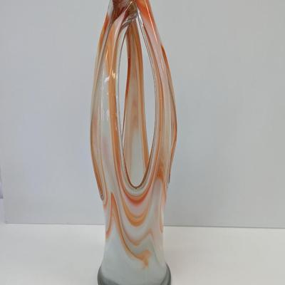 Vintage Creamsicle Swirl Modern Contemporary Art Glass Approx 22 1/2" Tall #13