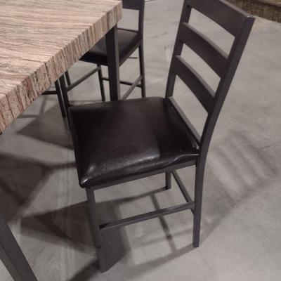 5-PC Metal Frame Composite Top Table with Cushioned Seat Chairs Choice A