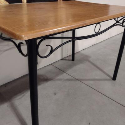 Wood Finish Metal Base Work or Writing Table