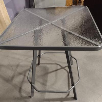 Metal Base Patio Pub Table with Glass Top