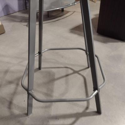 Metal Base Patio Pub Table with Glass Top