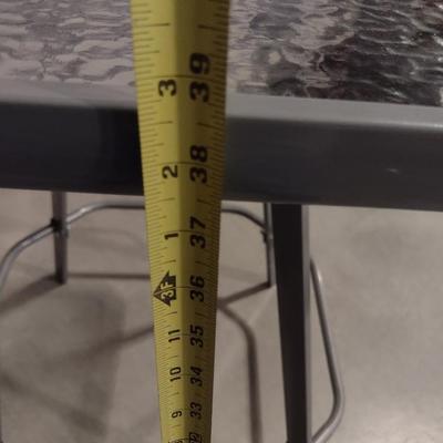 Metal Base Patio Pub Table with Glass Top