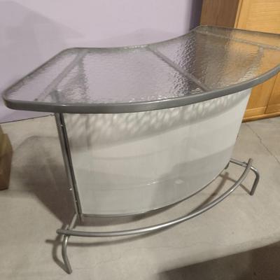3-Pc Metal Base with Glass Top Patio Pub Bar with Two Chairs