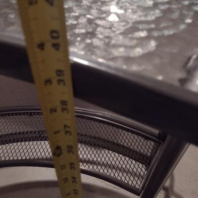 3-Pc Metal Base with Glass Top Patio Pub Bar with Two Chairs