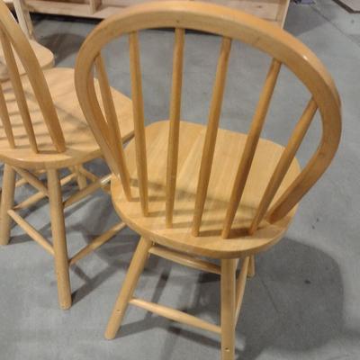 Set of Three Solid Wood Oak Bar Stools