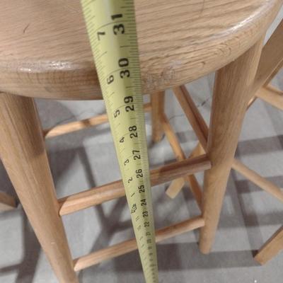 Set of Four Solid Wood Oak Stools Non-Matching