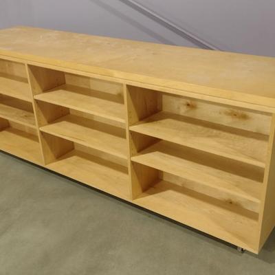 Solid Wood Multi-Cubby Storage Cabinet on Castors
