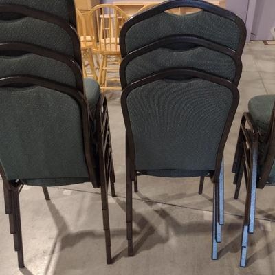 Set of 10 Fabric Seat and Back Metal Frame Stacking Chairs