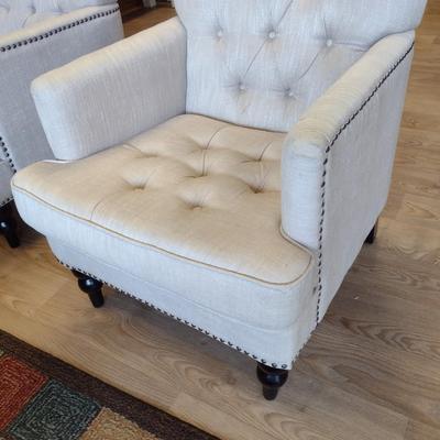 Contemporary Button Back Sitting Chair with Tack Accents Choice A