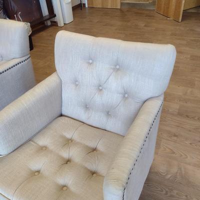 Contemporary Button Back Sitting Chair with Tack Accents Choice A