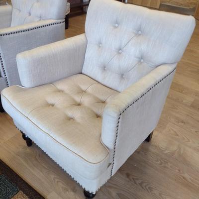 Contemporary Button Back Sitting Chair with Tack Accents Choice A