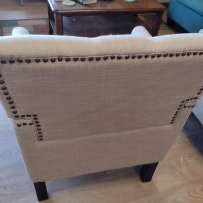 Contemporary Button Back Sitting Chair with Tack Accents Choice B