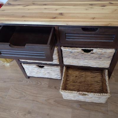 Six Drawer Storage Cabinet with Four Fabric Basket Drawers