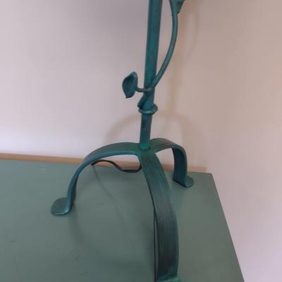 Pair of Matching Wrought Metal Twig and Leaf Post Table Lamps