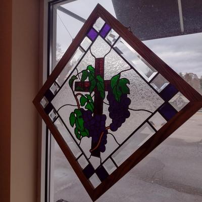 Stained Glass Grapevine and Cross
