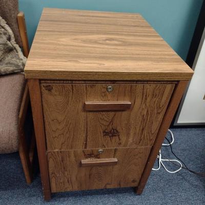 Double Drawer Wood Grain Finish Filing Cabinet