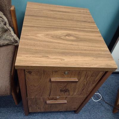 Double Drawer Wood Grain Finish Filing Cabinet
