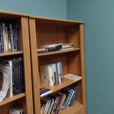 Single Unit Tall Bookcase with Double Door Lower Storage Choice C (No Contents)