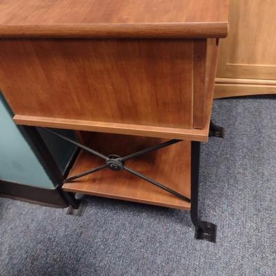 Wood Finish Single Drawer Side Table with Bottom Shelf
