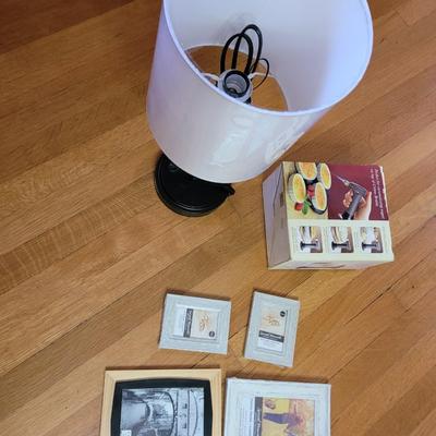 All new picture frames, new creme brulee set, lamp