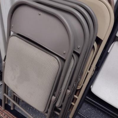 Set of Six Metal Folding Chairs Various Colors and Brands