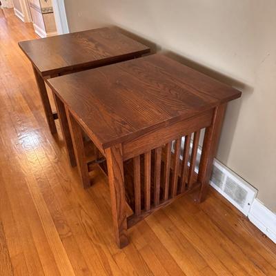 Two Matching Wooden Mission Style End Tables (LR-DZ)
