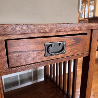 Two Matching Wooden Mission Style End Tables (LR-DZ)