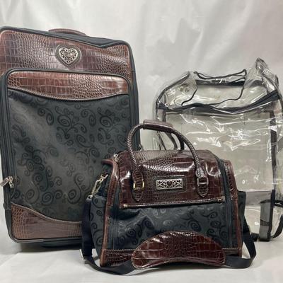Brighton Black Canvas and Croc Leather Matching Set