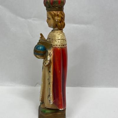 Statue Infant of Prague Infant Jesus Santo Nino Plaster Collector 1930s 10.5”