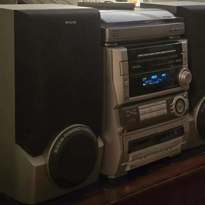 AIWA CX-ZL500 5 Disc CD Sound system W/ PX-E860 Record Player Remote Speakers