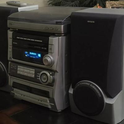 AIWA CX-ZL500 5 Disc CD Sound system W/ PX-E860 Record Player Remote Speakers