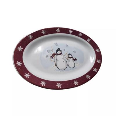 Royal Seasons Stoneware Snowmen Christmas Winter 14” inch Serving Platter