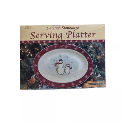 Royal Seasons Stoneware Snowmen Christmas Winter 14” inch Serving Platter