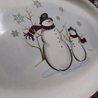 Royal Seasons Stoneware Snowmen Christmas Winter 14” inch Serving Platter