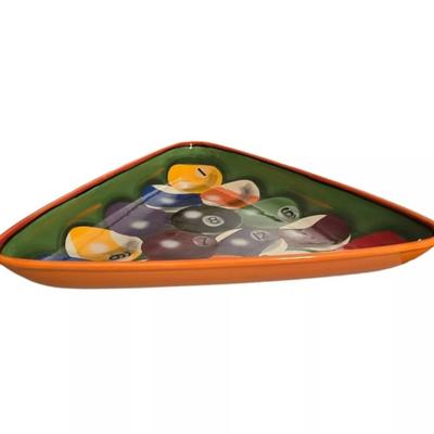 Clay Art Stone Lite Rack 'Em Up Pool Billiards Chip Dip Platter Hand Painted