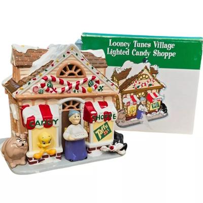 Vintage Looney Tunes Village Lighted Candy Shop Warner Brothers Studio 1997
